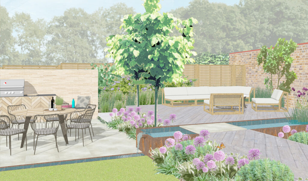 View towards outdoor kitchen